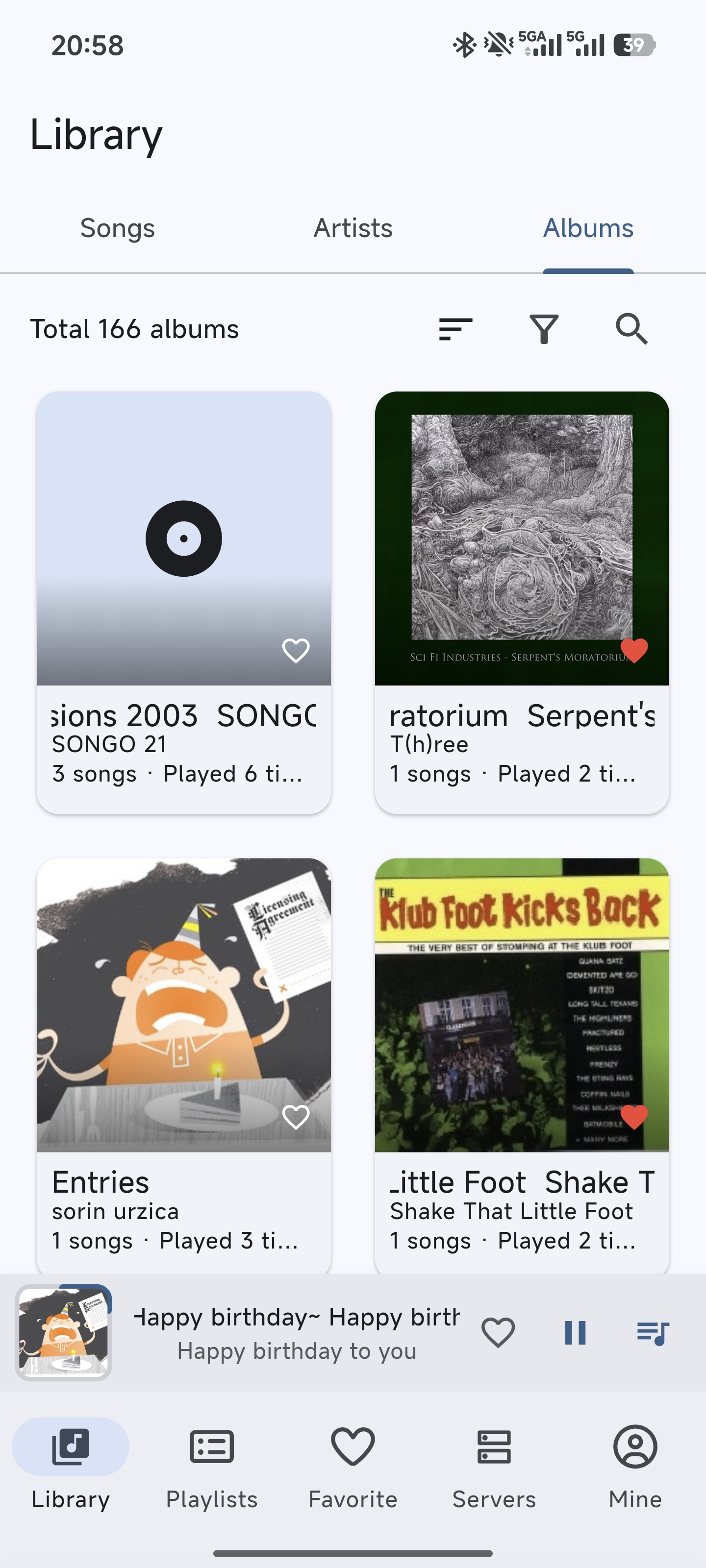 Album library with cover grid